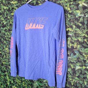 Nike the tee long sleeves girls blue pink Active Sport Crewneck